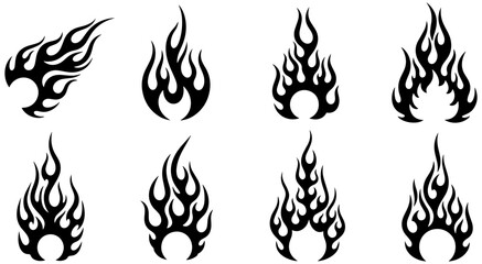 Dynamic flames collection: Bold graphic fire elements for creative designs and projects