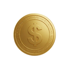 3D Gold Coin with Dollar Symbol Isolated on White Background Generative AI