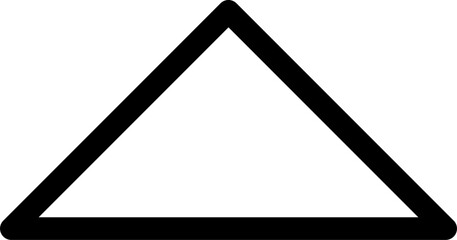 Simple black triangle outline on white background. Minimalist geometric shape symbolizing balance and stability, perfect for logos, design templates, and decoration.
