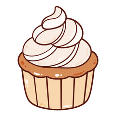 Cupcake with whipped cream topping doodle
