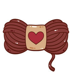Yarn ball with heart label knitting illustration