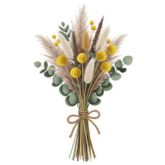 Rustic Botanical Bouquet with Pampas and Billy Balls