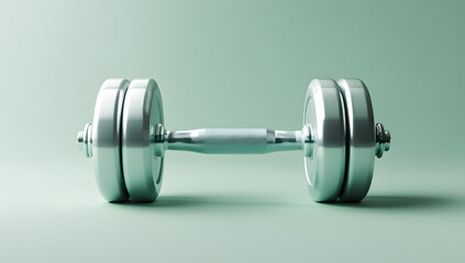 Obraz premium dumbbell of shinny silver surface used in gym 