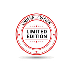 Limited Edition Stamp Design with Red Color and Circular Shape.