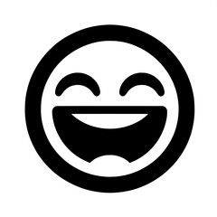 Fototapeta premium Black and White Vector Silhouette of Laughing Emoji with Wide Mouth