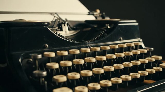 Retro Typewriter Keys in Action: Crafting a Story on Aged Paper