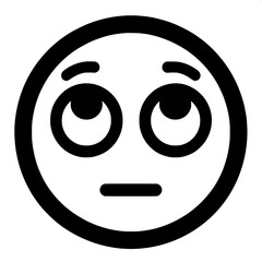 Fototapeta premium Black and White Vector Silhouette of Eye-Rolling Emoji