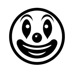 Fototapeta premium Black and White Vector Silhouette of Clown Emoji Face