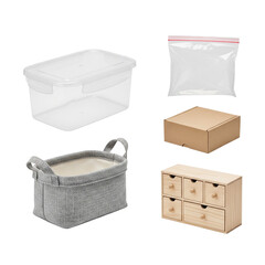 Variety of Storage Containers on White