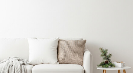 Minimalist Holiday Living Room Decor with Natural Accents