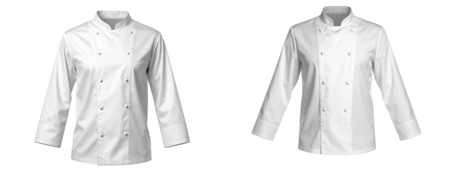 Mockup of White Chef Jacket Isolated on White Background