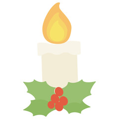 シンプルで優しい色合いのクリスマスキャンドルのイラスト