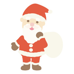 プレゼントの袋を持った可愛いサンタクロースのイラスト