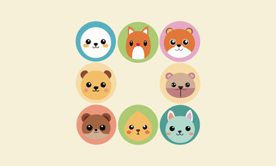 Minimal Cute Animal Set