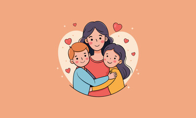 Loving Family Hug Illustration