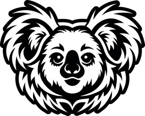 A glyph style icon of a koala logo
