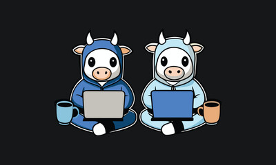 Cow Gamer with Headphones