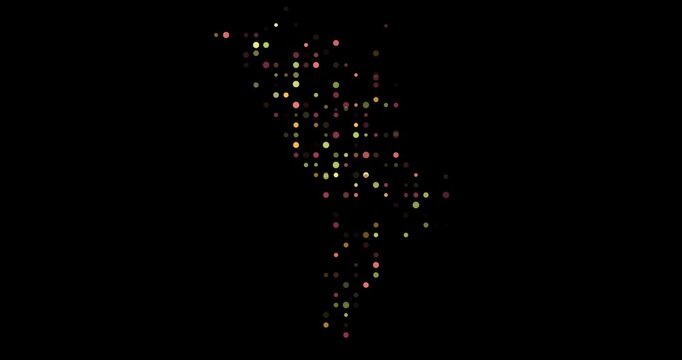 Motion Design Dots Swarming to Construct Moldova Border Animation