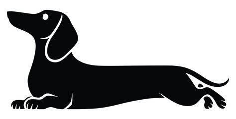 Dachshund Silhouette: A minimalist silhouette of a dachshund in repose, its long body and distinctive features elegantly captured against a clean backdrop. 