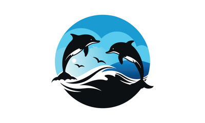 Jumping Dolphins in Ocean Circle