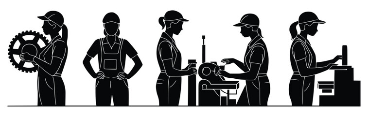Mechanical Worker in Action: A sequence showing a mechanic expertly engaged in her craft, meticulously working on various mechanical components.