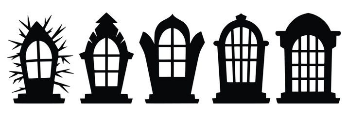 Spooky Silhouette Windows: An array of unique window silhouettes, evoking a sense of mystery and foreboding, perfect for adding a touch of eerie charm.