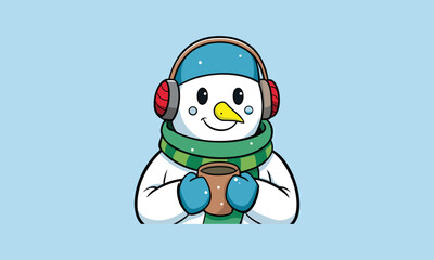 Snowman Listening to Music