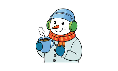 Cozy Snowman with Hot Tea