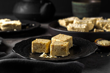 Traditional Indian dessert Burfi from sesame seed