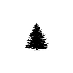 Dark silhouette of Christmas tree isolated on transparent background 