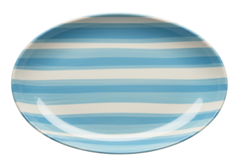 Isolated Serving Platter Dish in Blue Stripe Design Tableware for Food Presentation