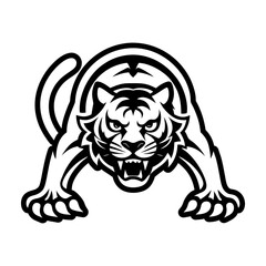 A solid style icon depicting a tiger symbol