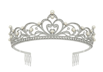 Isolated elegant tiara with pearls and gems for brides for weddings or special occasions © Luca