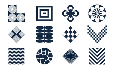 Abstract Pattern Icons Featuring Concentric, Radial, and Repeating Designs