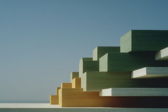 Geometric shapes in layered arrangement create striking visual c