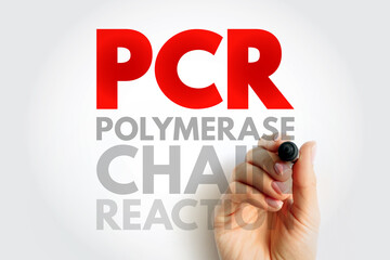 PCR Polymerase Chain Reaction - laboratory technique used to amplify DNA sequences, acronym text concept background