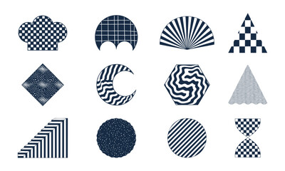 Abstract Geometric Icons with Unique Fill Patterns and Shapes