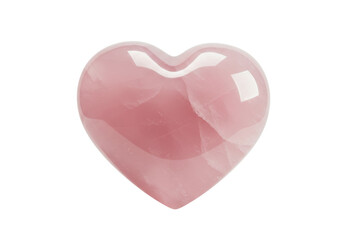 Isolated pink Rose Quartz heart shape, a symbol of love and healing, crystal stone gem