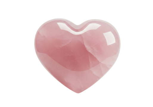 Isolated pink Rose Quartz heart shape, a symbol of love and healing, crystal stone gem - Powered by Adobe