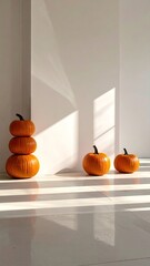 Orange Pumpkins in Sunlit Room