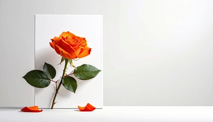 Orange Rose Against White Background