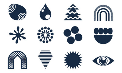 Black and White Abstract Symbols with Organic, Geometric, and Spiritual Motifs