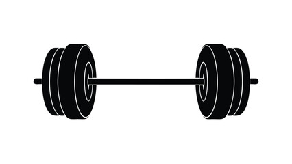 Barbell gym weight silhouette on white background  