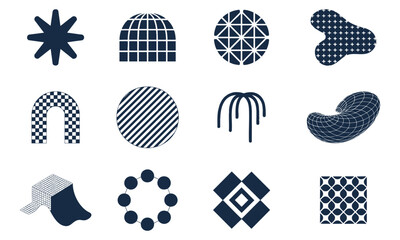 Abstract Geometric Icons with Radial, Mesh, and Patterned Designs