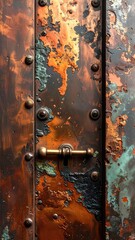 Oxidized Copper Metal Texture with Brass Latch