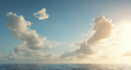 Beautiful white fluffy clouds on blue sky in the sunrise