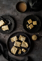 Traditional Indian dessert Burfi from sesame seed