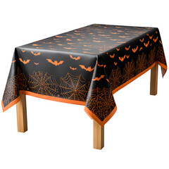 Halloween Tablecloth with Bats and Web Design, isolated on transparent background
