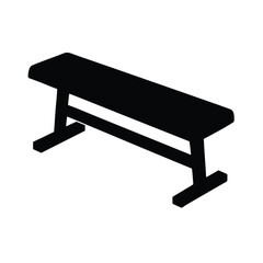 Flat gym bench workout equipment silhouette  