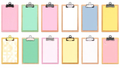 Pastel Wooden Clipboards with Blank Papers